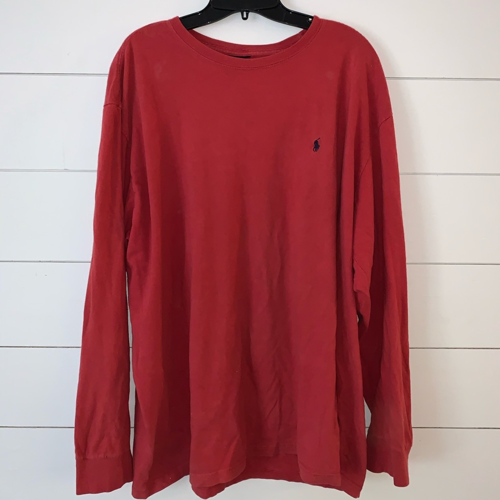 Men XXL long sleeve polo tshirt red